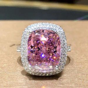 Brand New!  Beautiful & Elegant Big Pink Zirconia Women's Fashion Ring -Size 7